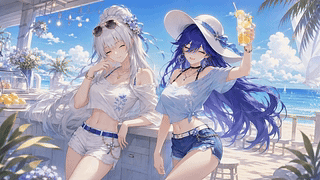 夏日海滨双少女