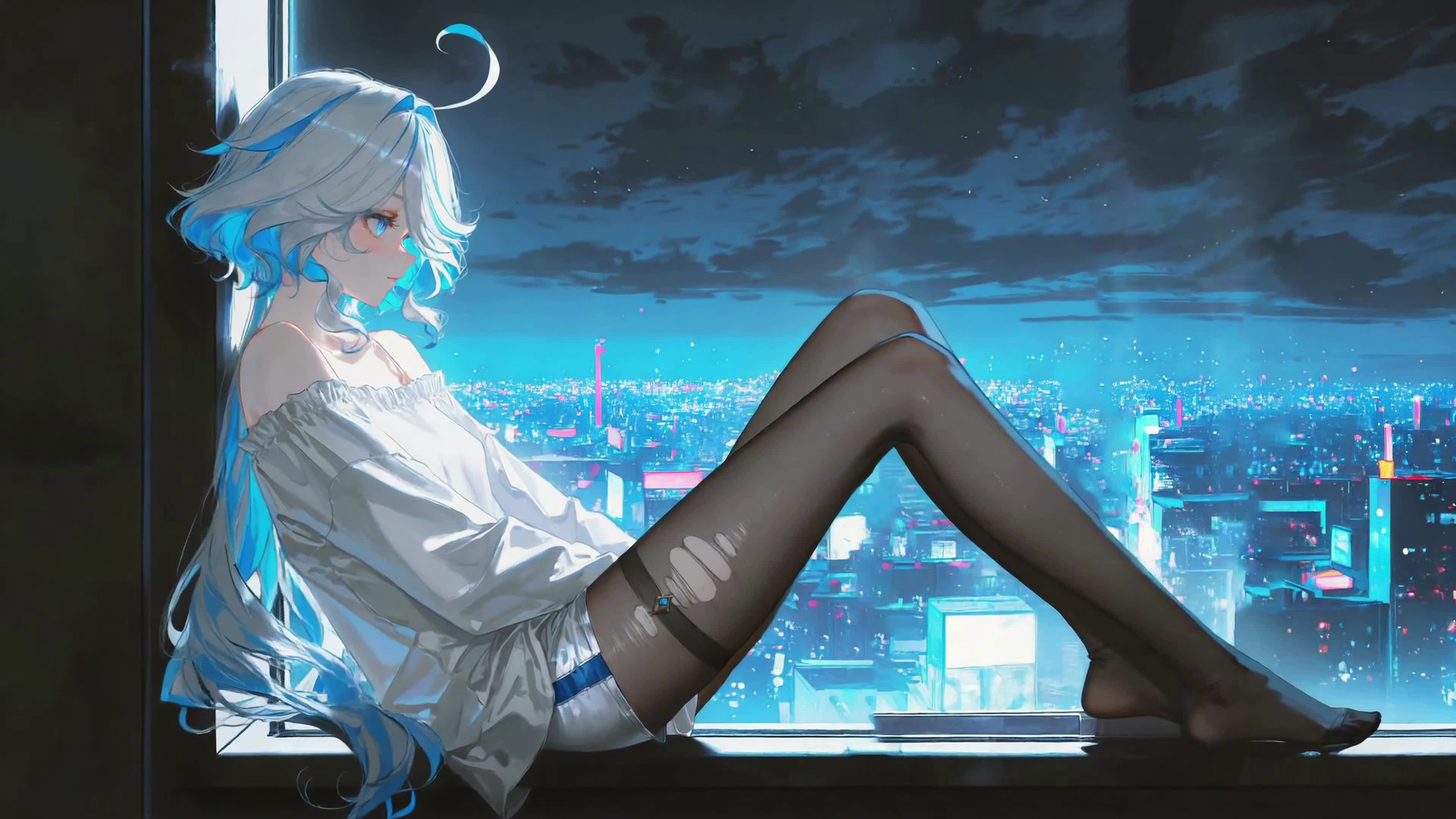 蓝调都市窗边少女