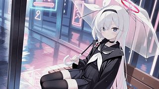 雨夜街头白发少女