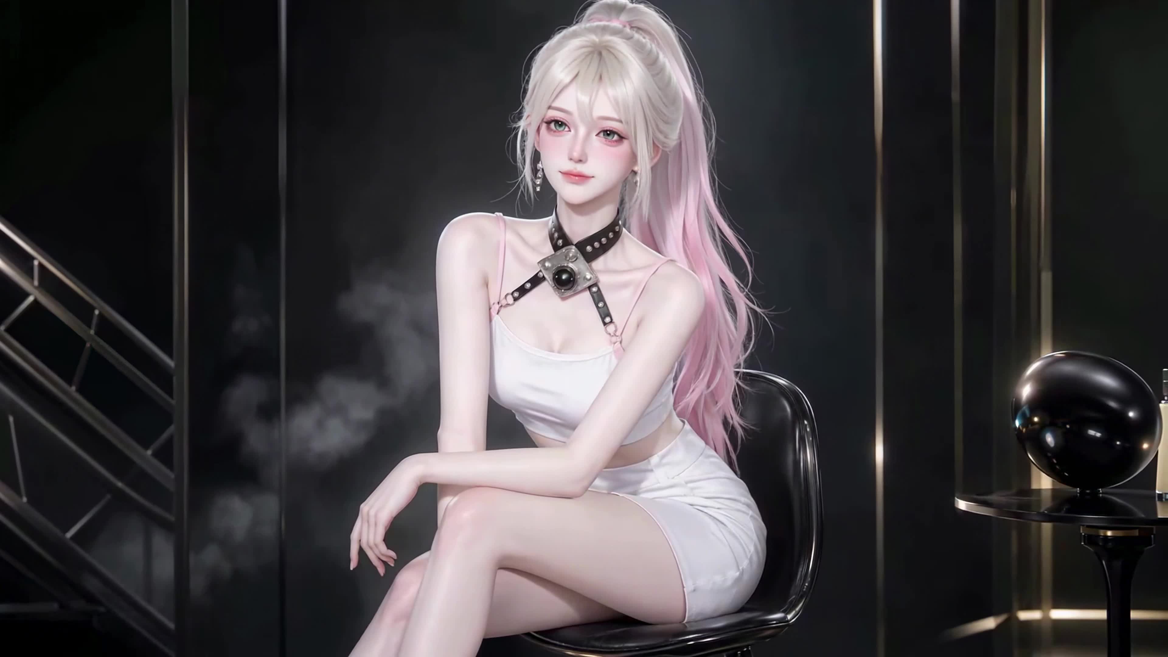 粉白发系甜酷少女