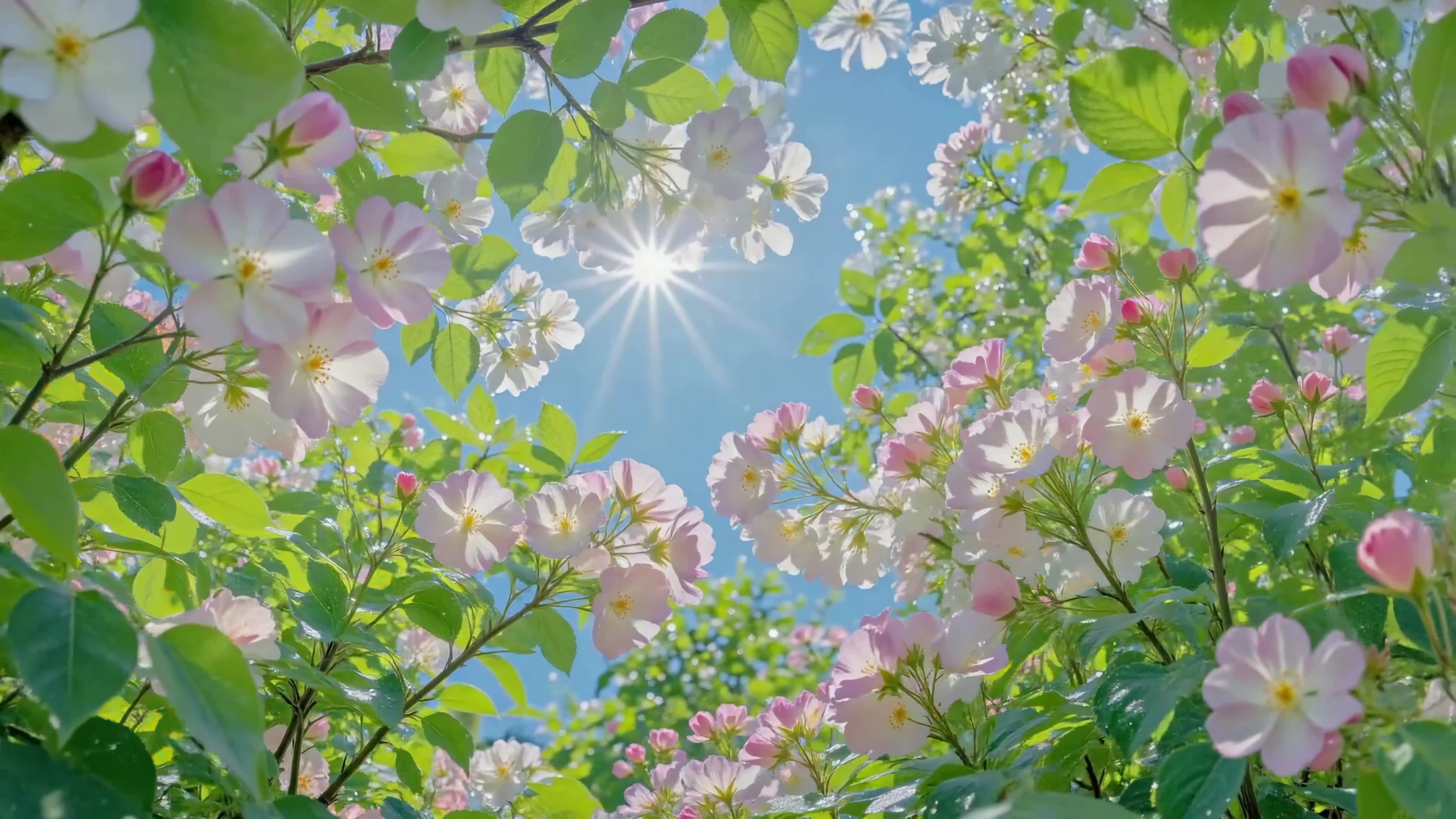 晴日暖阳下的花簇