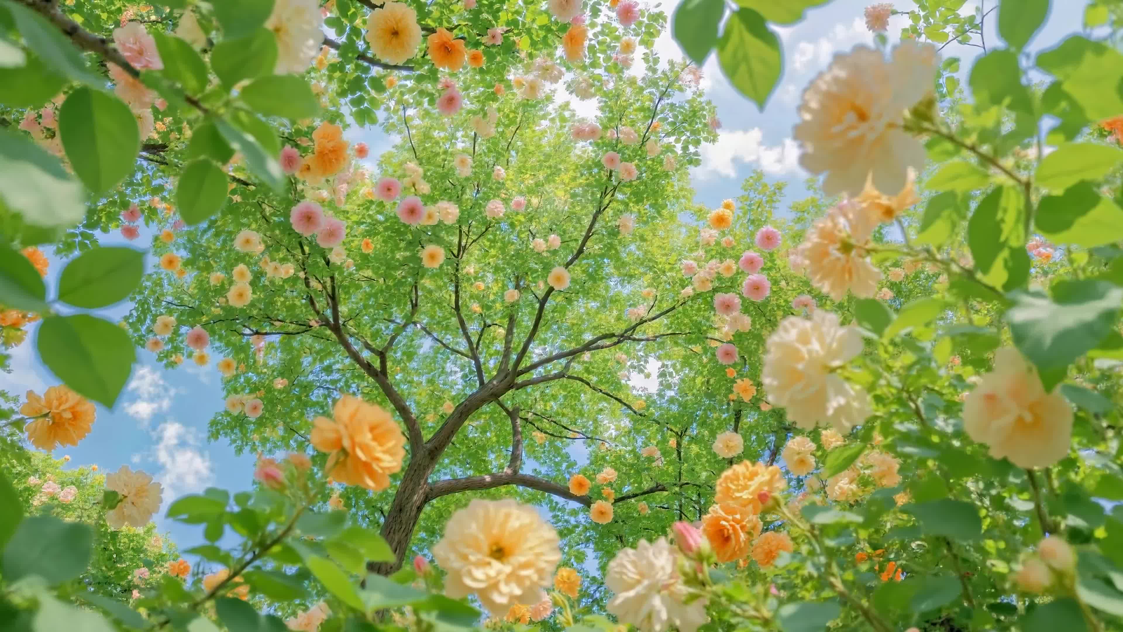 晴空繁花满树