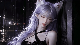 暗调紫发狐耳少女
