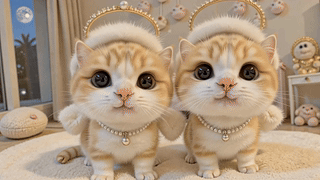 戴珍珠皇冠的软萌小猫