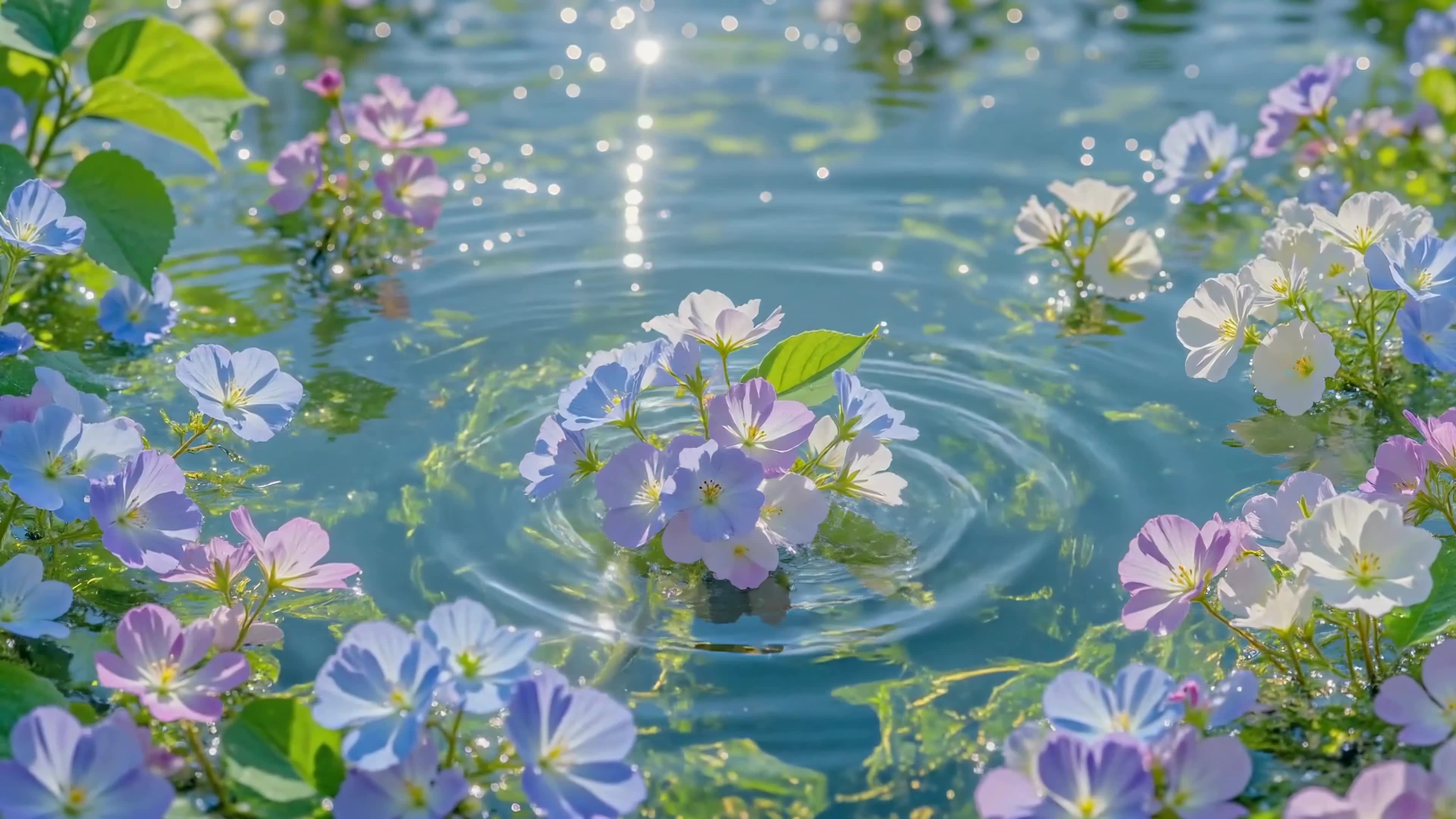 水间花开波光粼粼