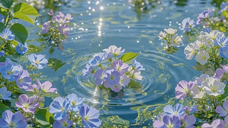 水间花开波光粼粼