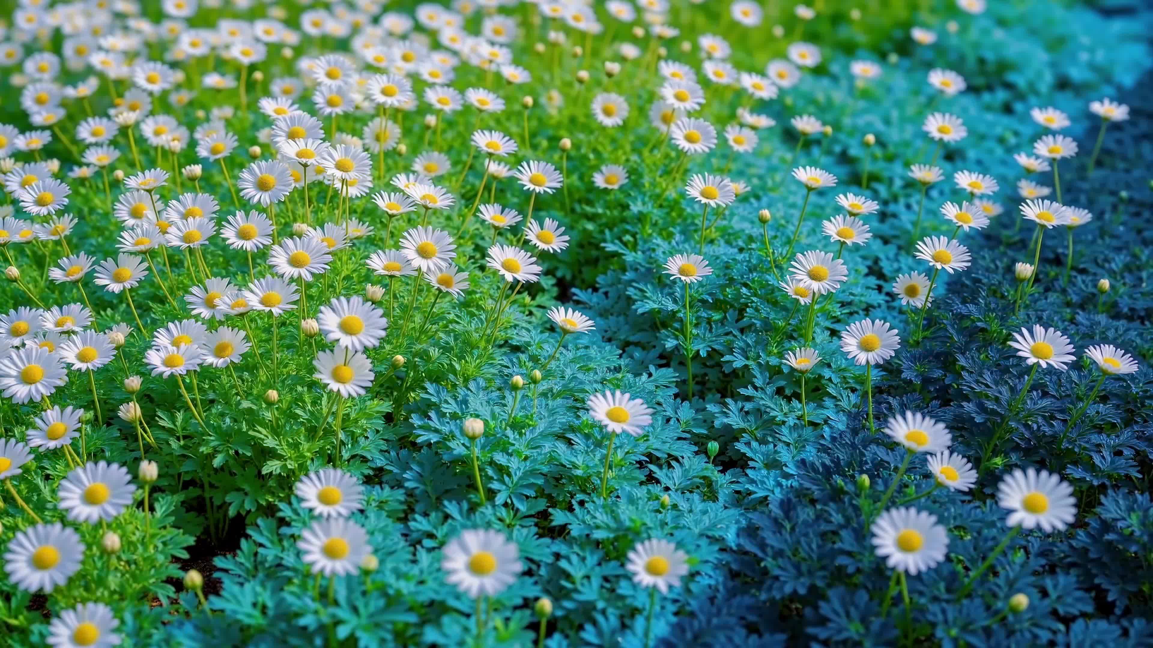 清新渐变小雏菊花田