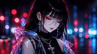霓虹暗夜酷感少女