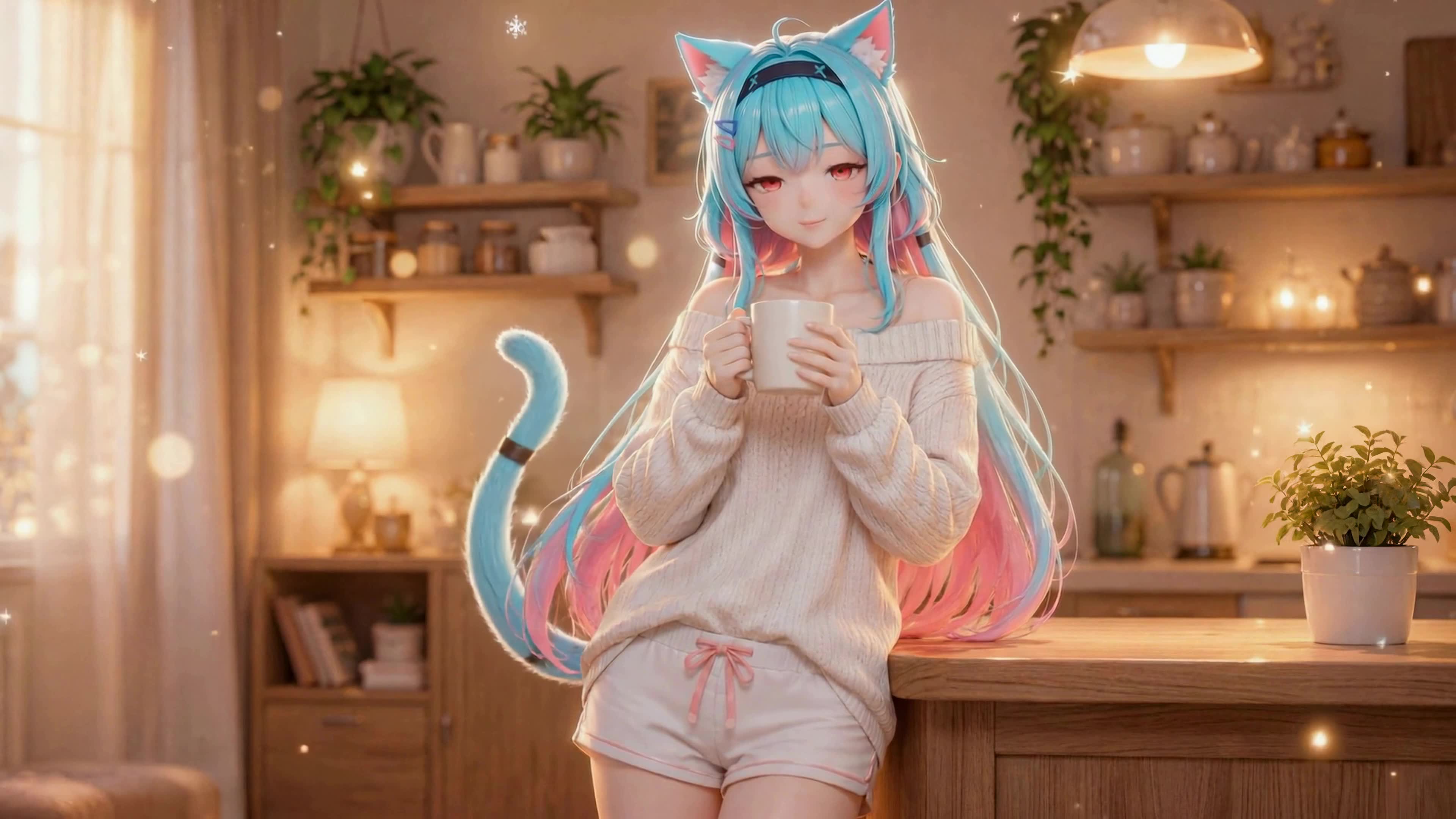 温馨居家猫耳少女