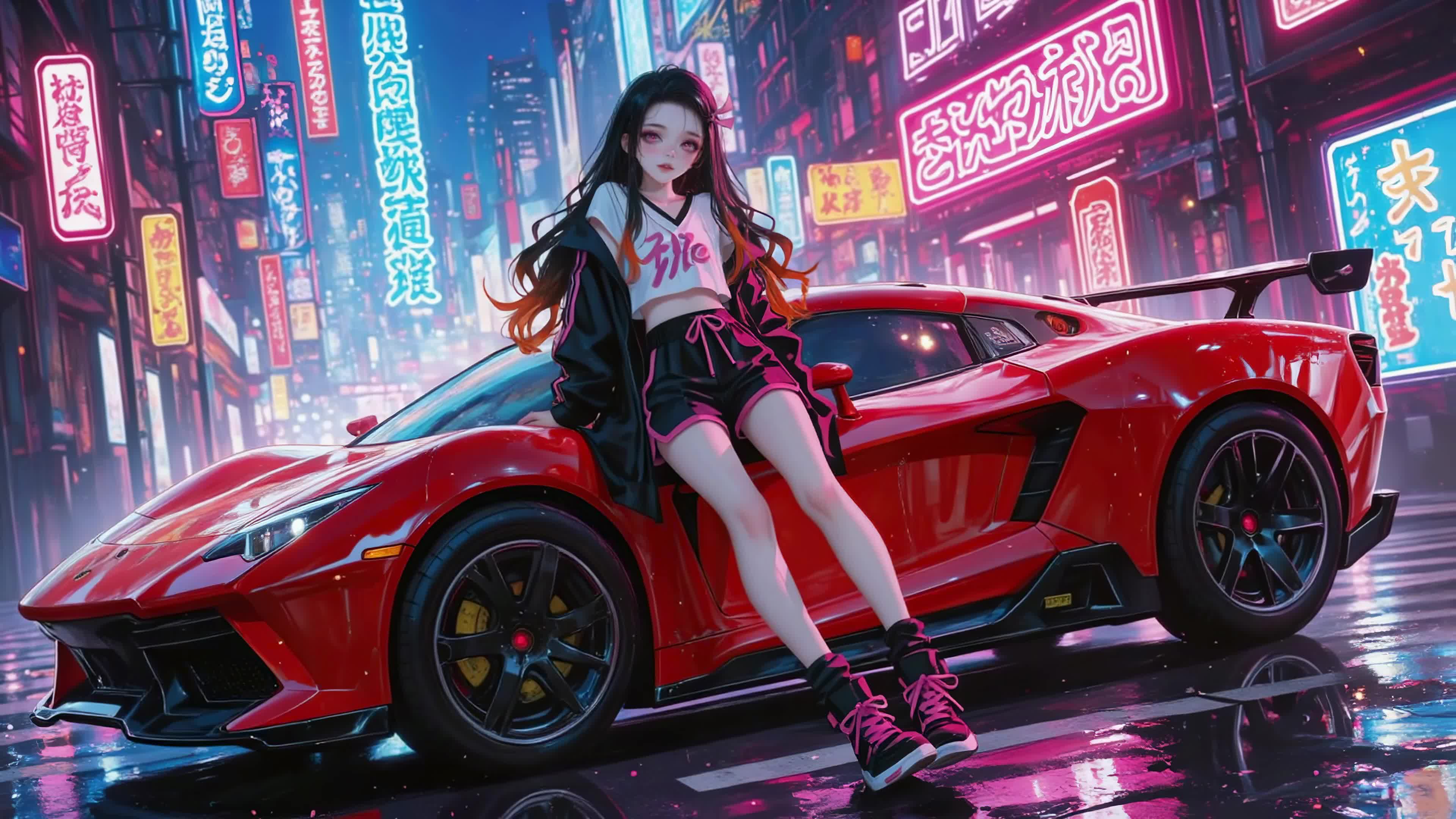霓虹街头超跑少女