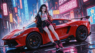 霓虹街头超跑少女