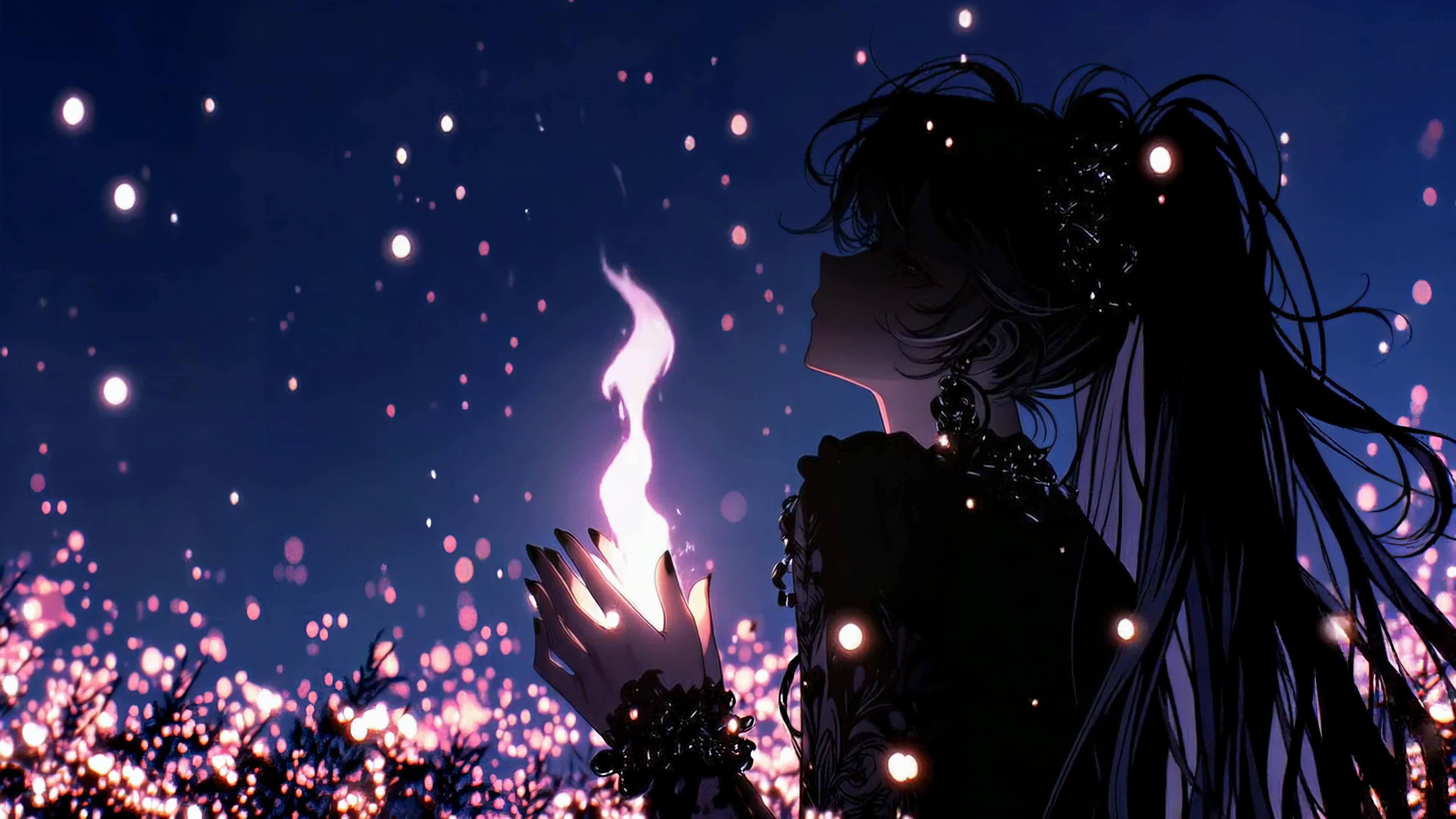 暗夜星火少女剪影