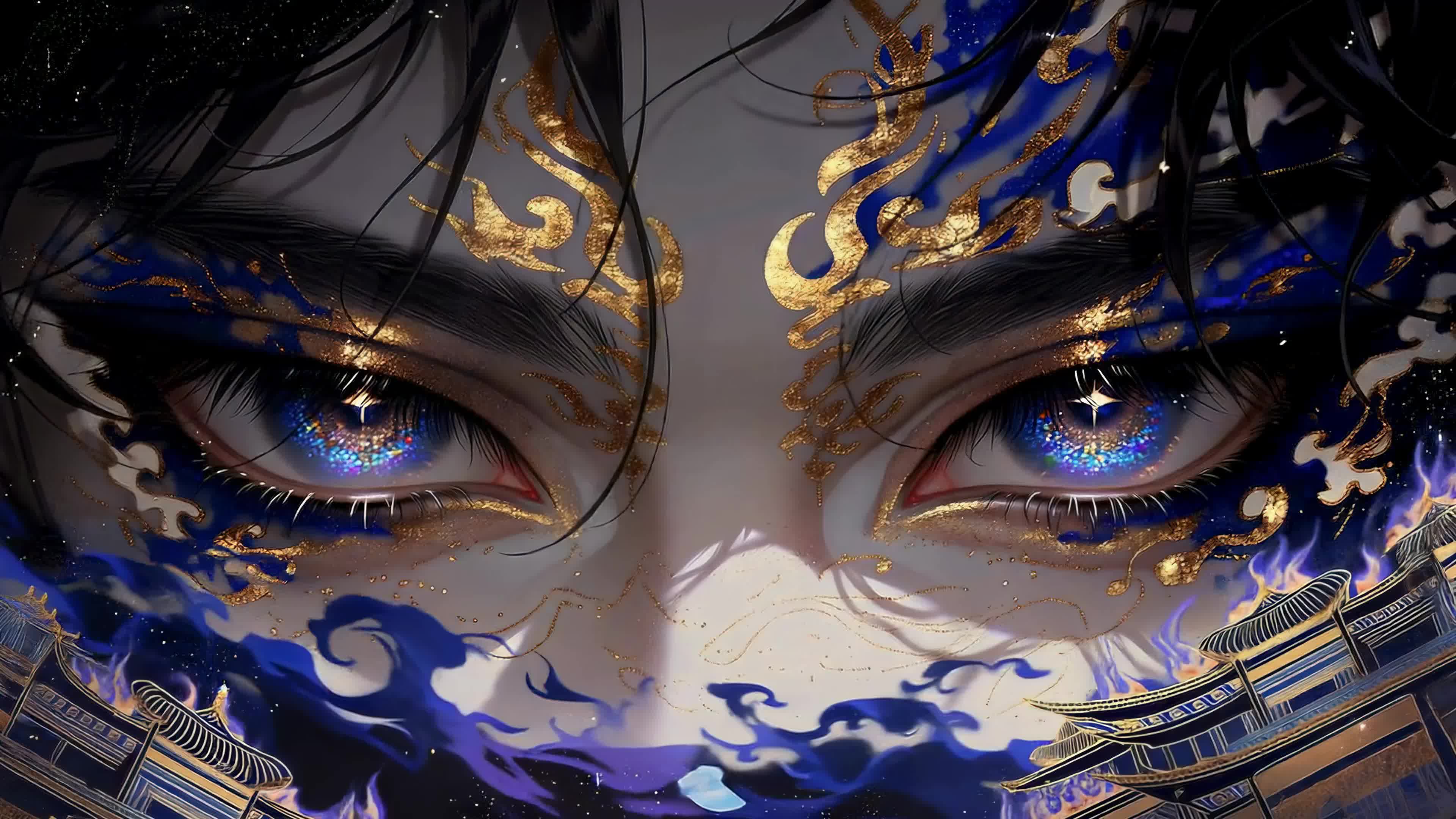 鎏金蓝焰神秘眼眸