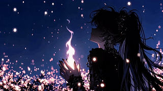 暗夜星火少女剪影