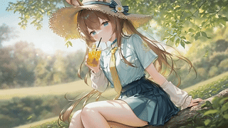 夏日林间休闲少女