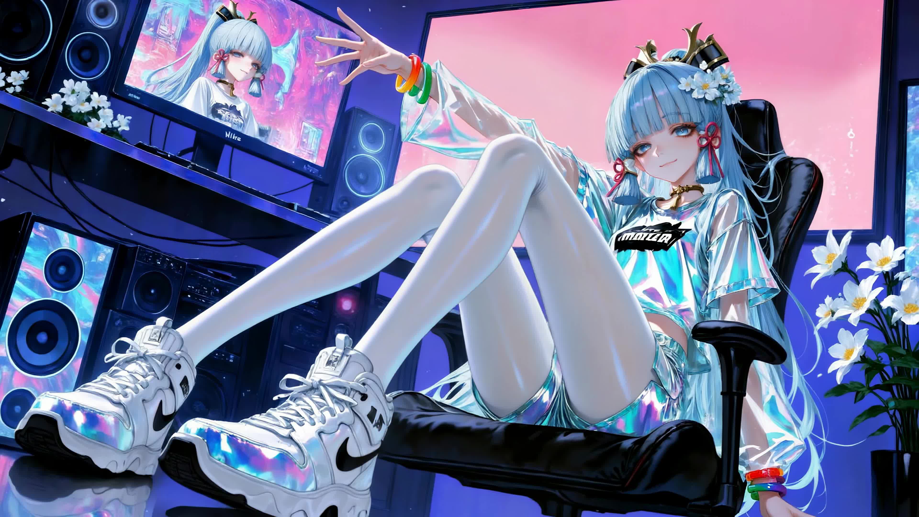镭射潮流蓝发少女