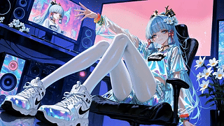 镭射潮流蓝发少女