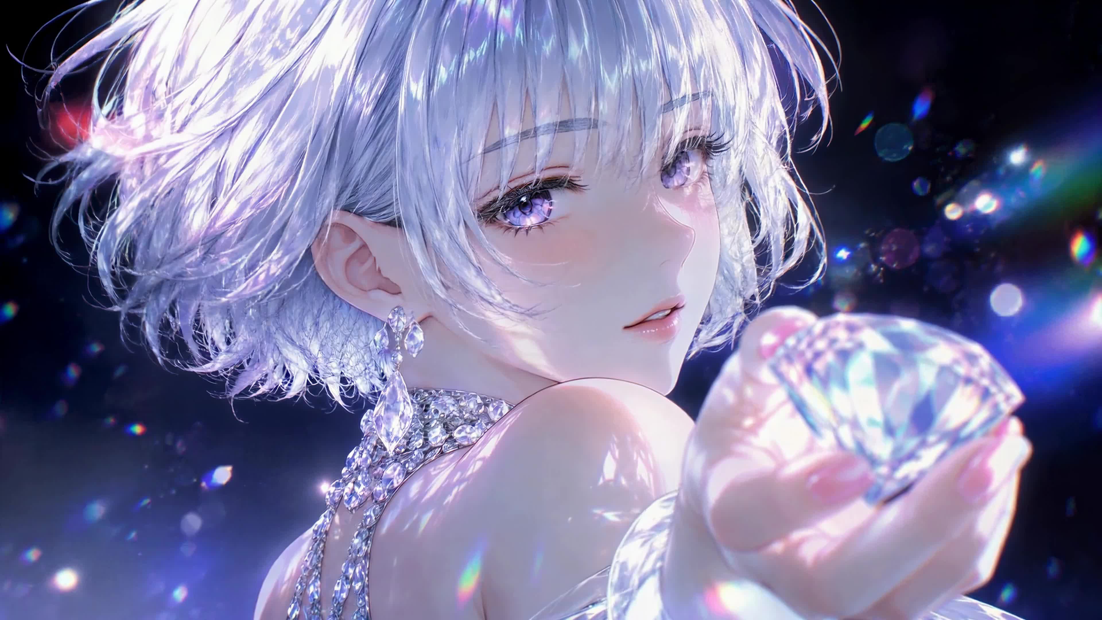 闪钻银发少女