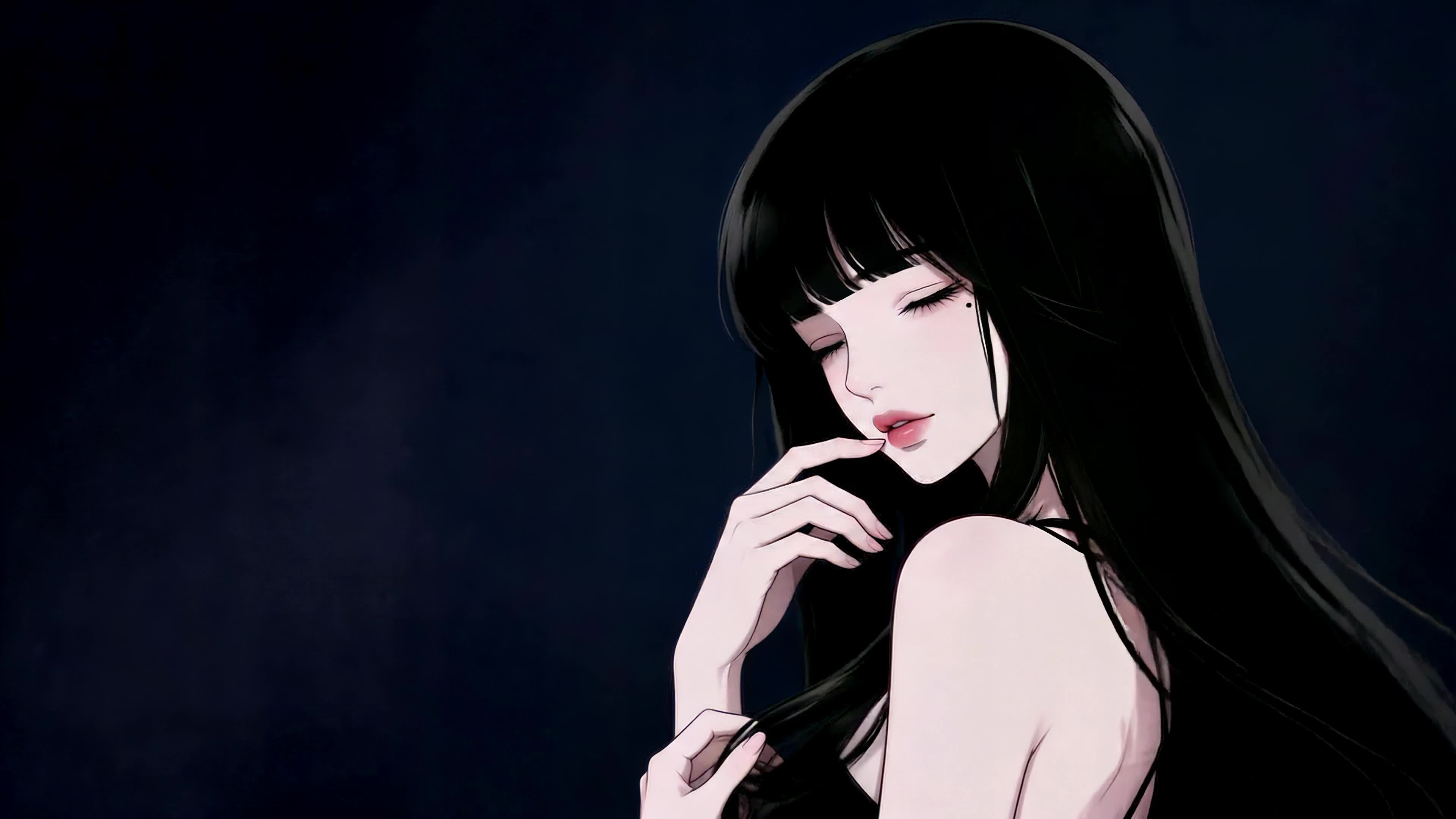 暗夜黑发美人