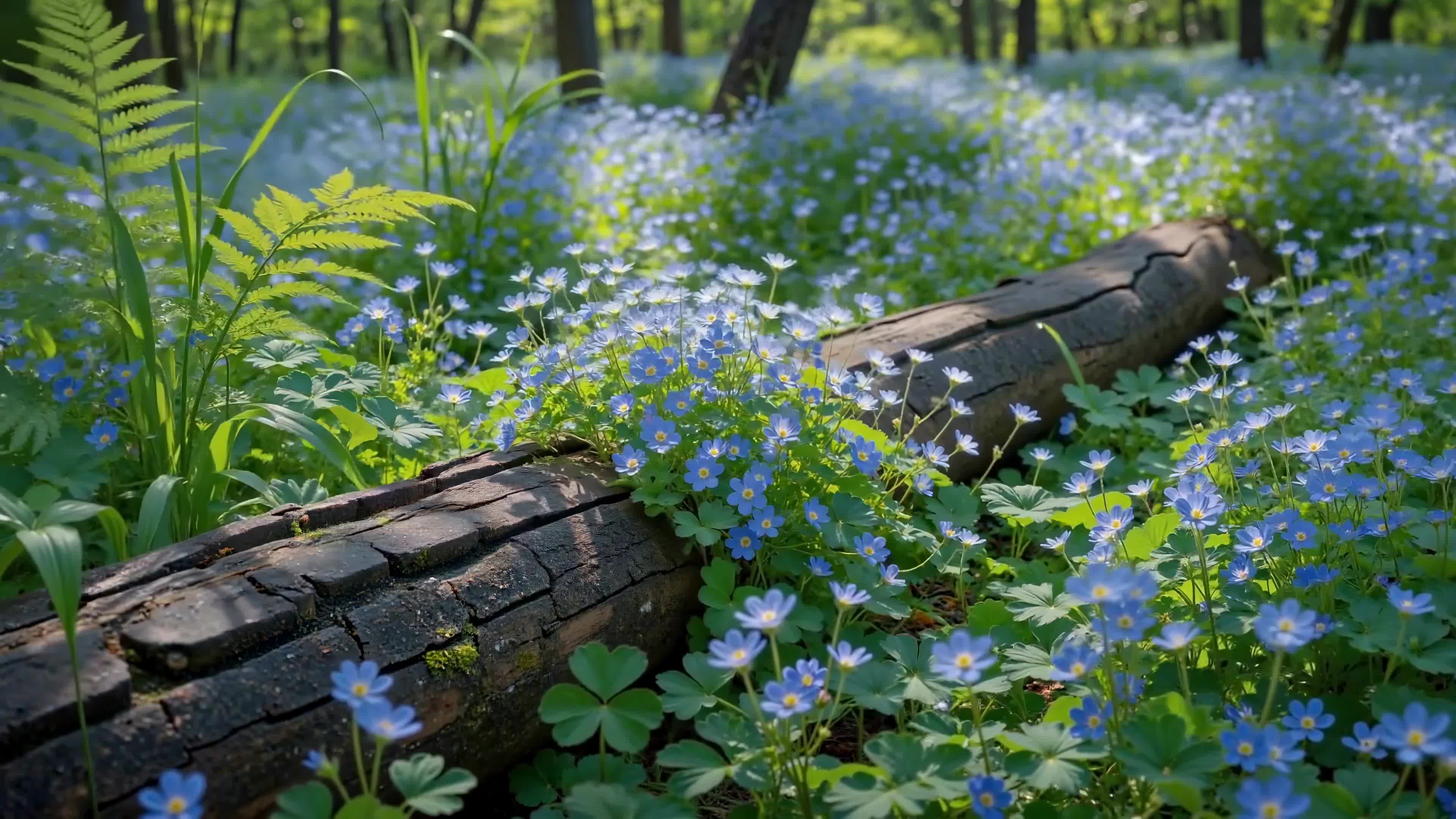林间蓝花幽境