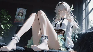 窗边银发少女流萤