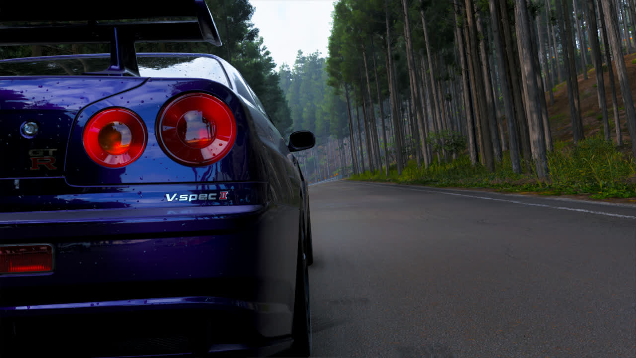 日产 GTR R34 紫色森林 竖版