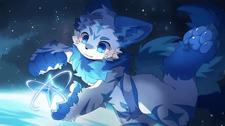 蓝色的狐狸可爱 - 4K Kemono Furry Blue Fox in Space Galaxy