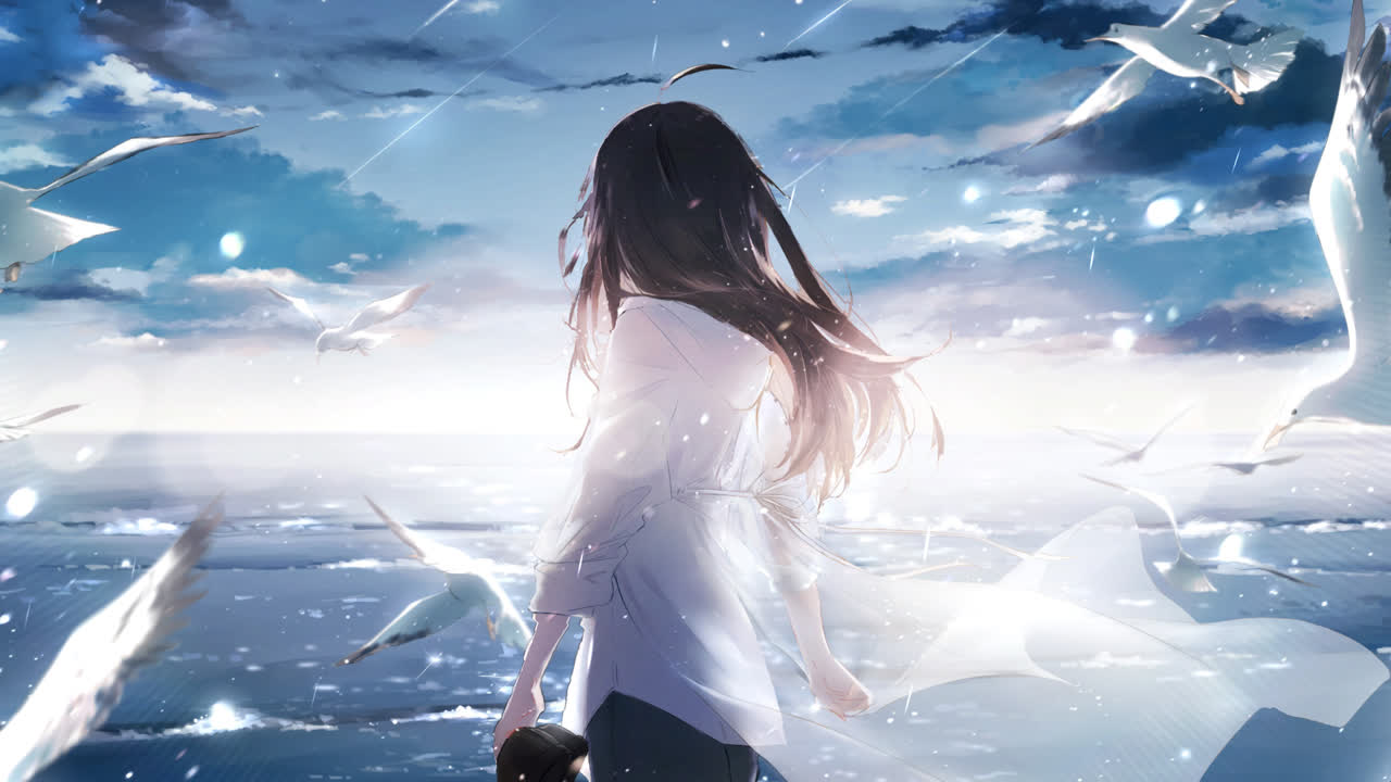 Girl, seagull, sea / はじまり by 三湊かおり