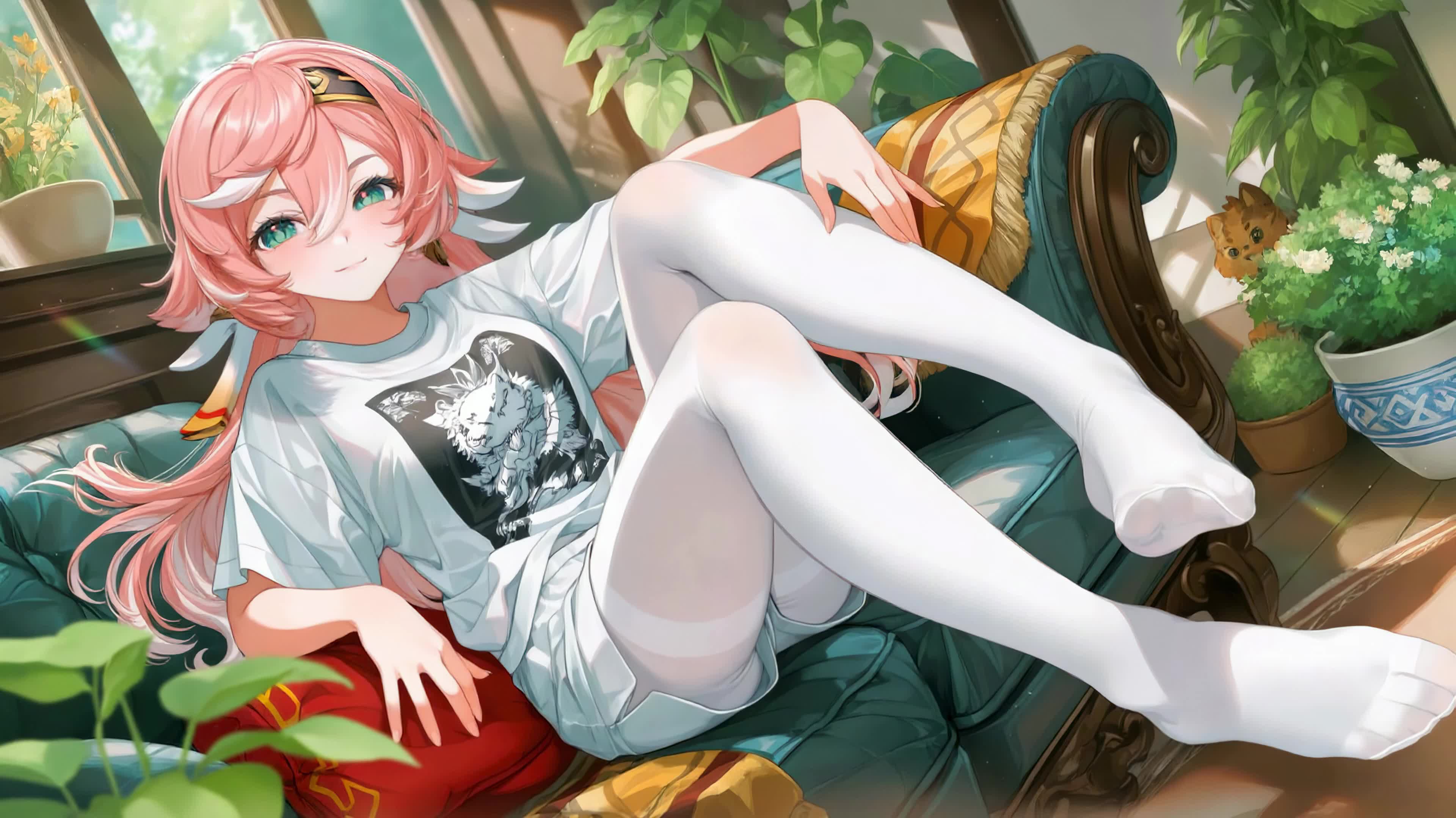 午后居家慵懒少女烟绯