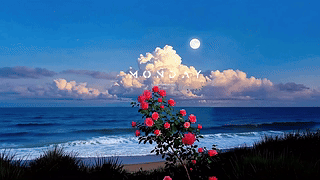 月夜海边玫瑰花