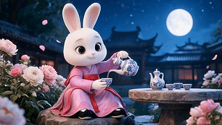 中秋夜景兔子