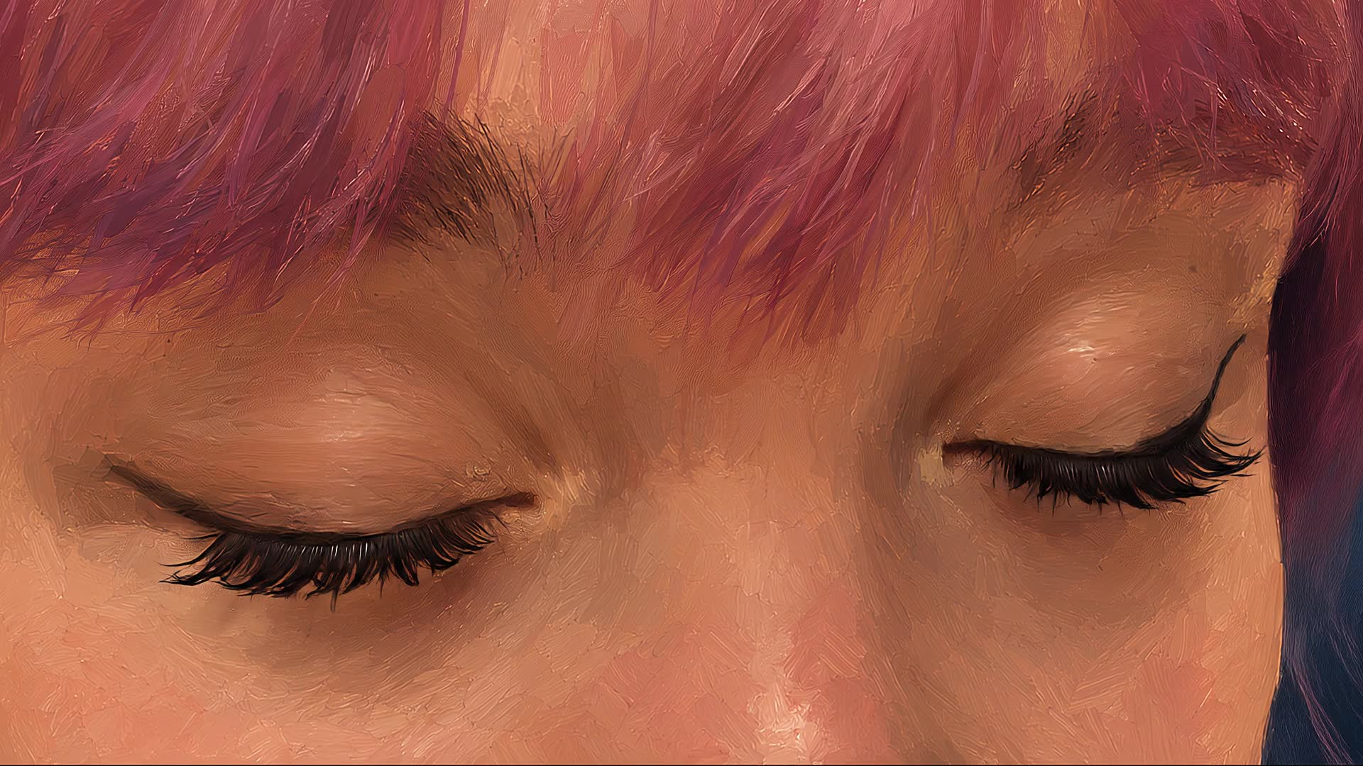 一个粉色头发的女孩