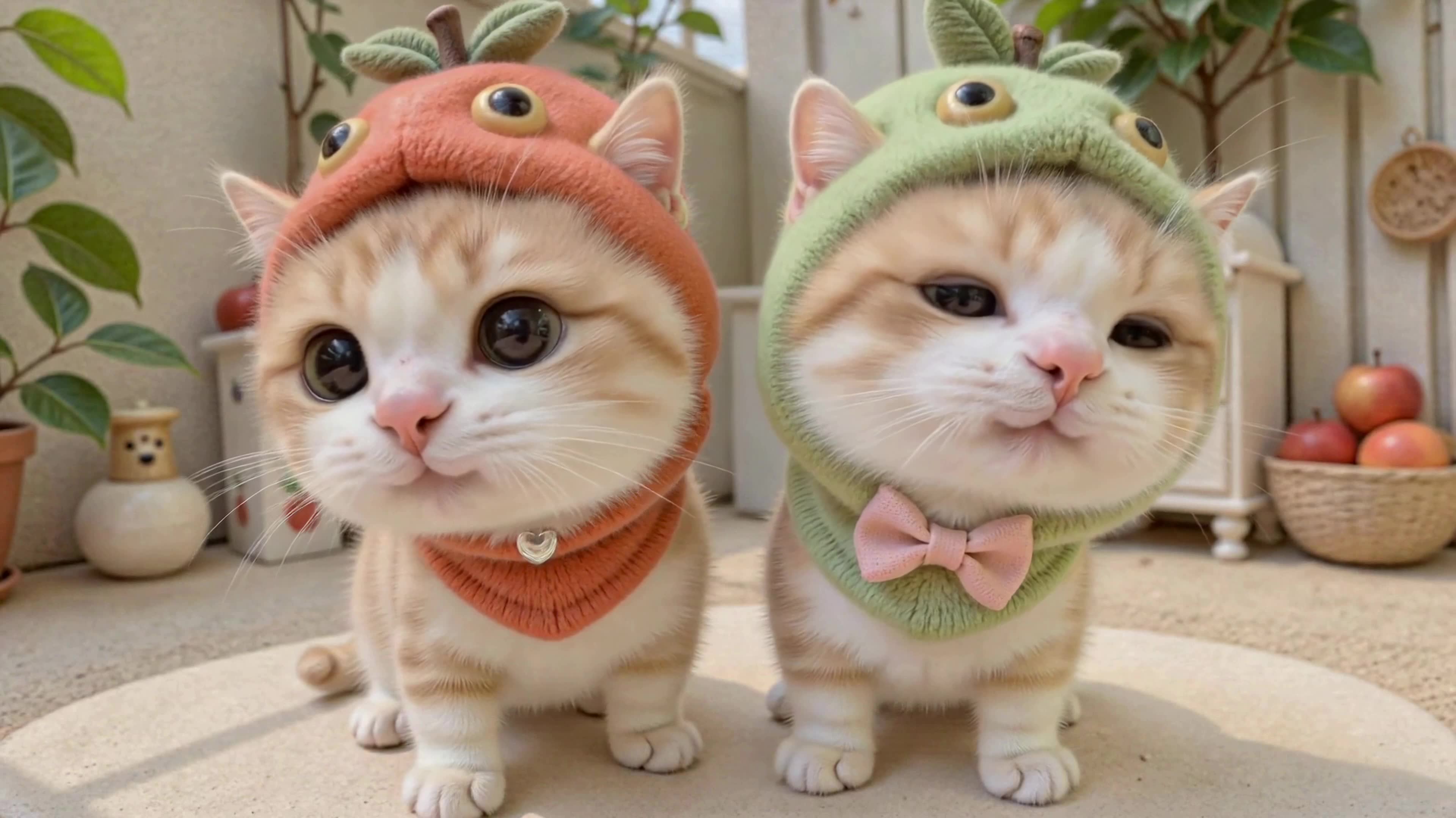 萌趣水果头套可爱小奶猫