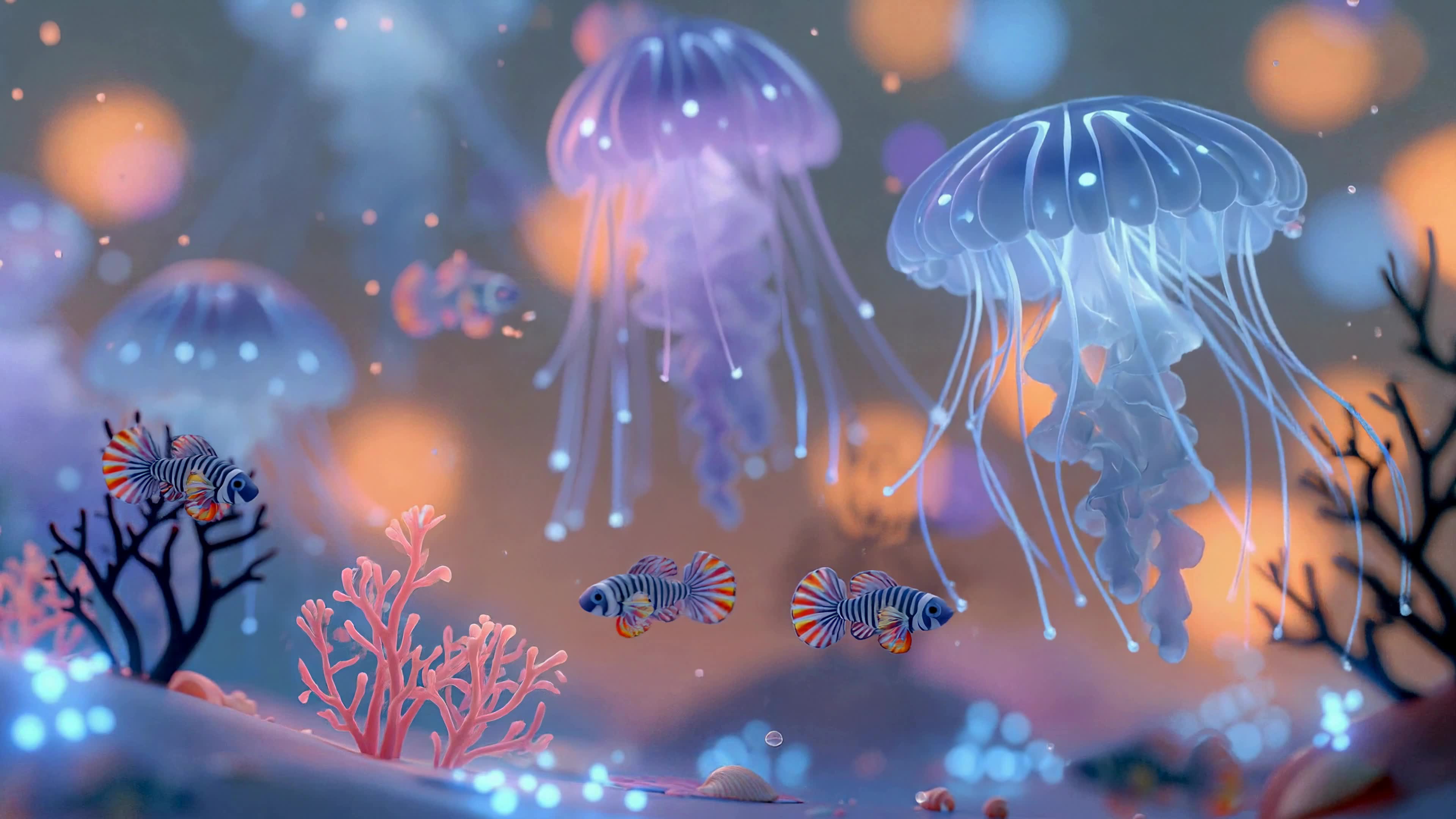 梦幻深海发光水母