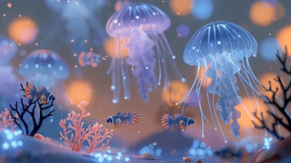 梦幻深海发光水母