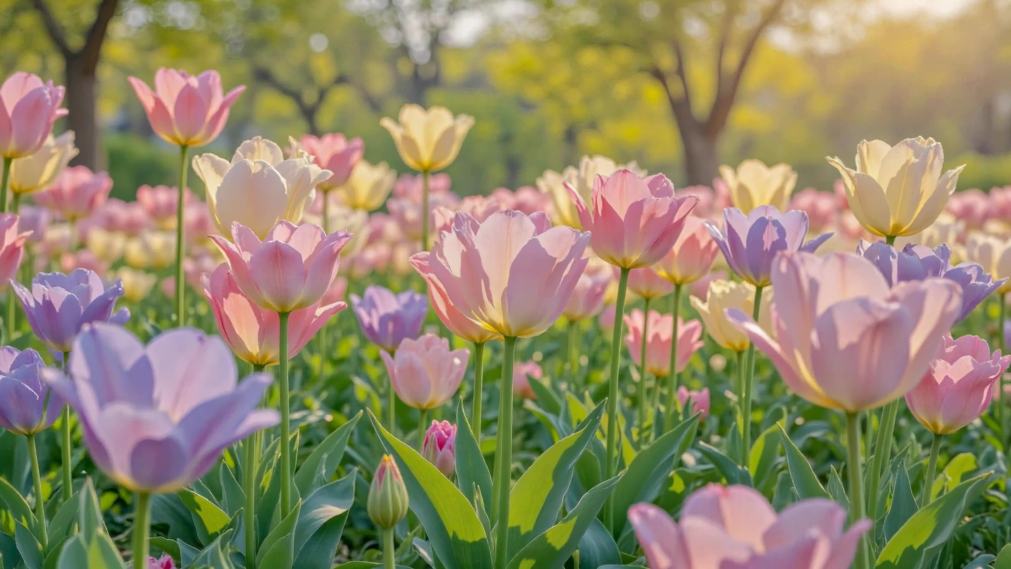 晨光郁金香花田