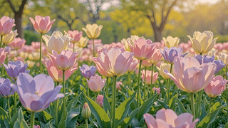 晨光郁金香花田