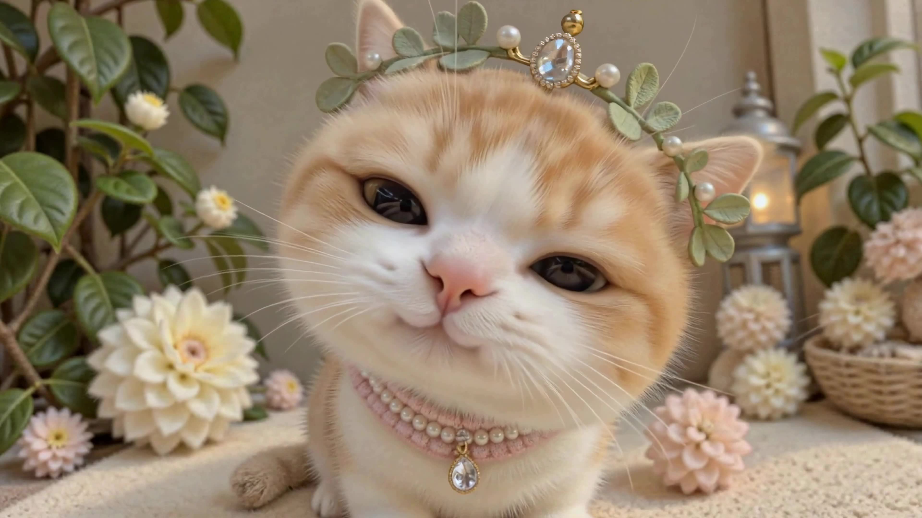 戴王冠的软萌小橘猫