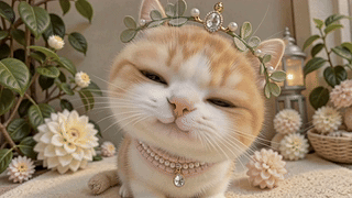 戴王冠的软萌小橘猫