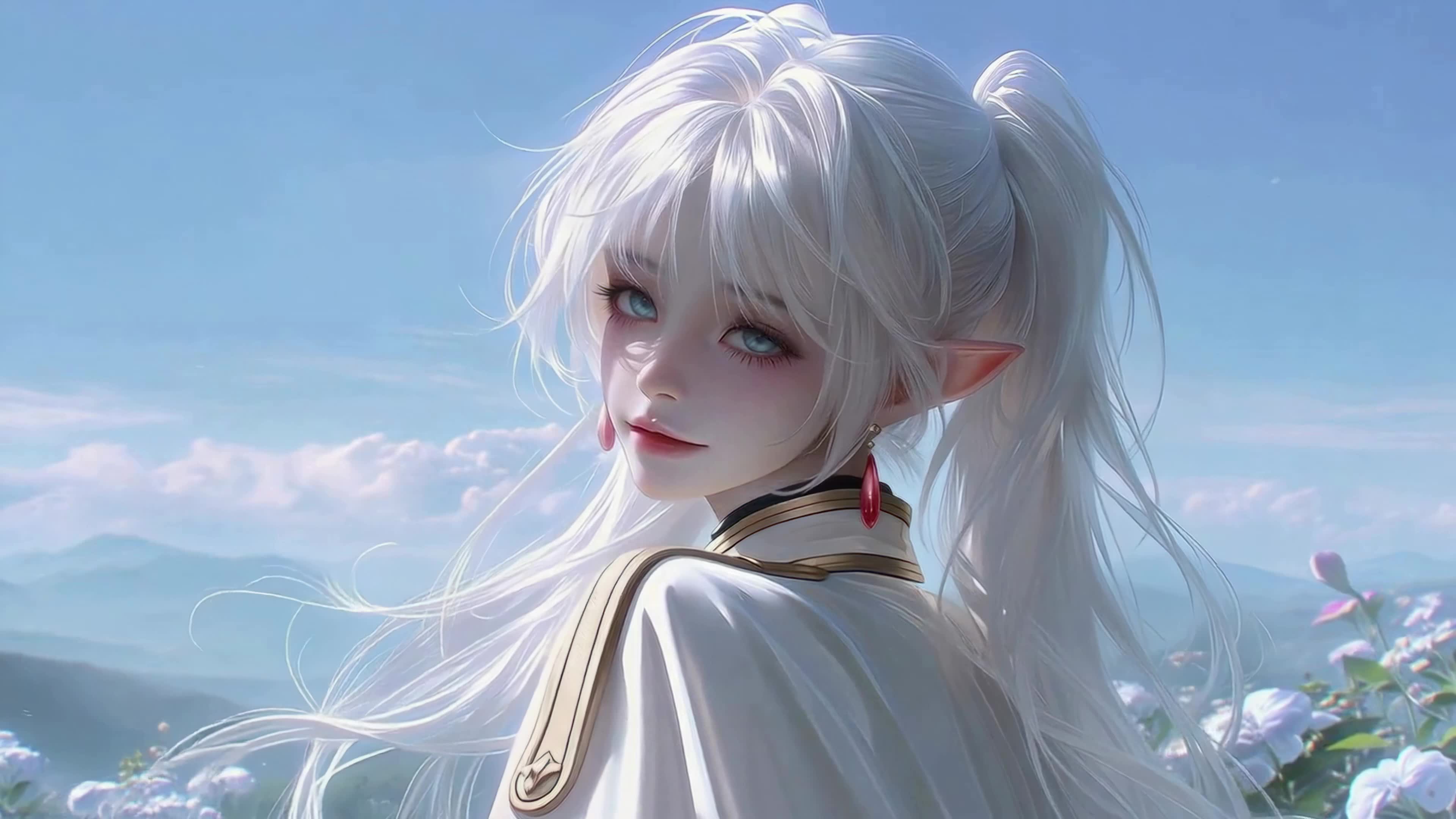 晴空银发精灵少女