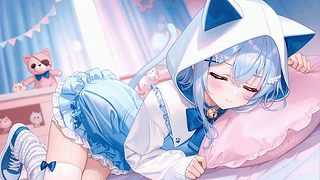 软萌卧室猫耳少女