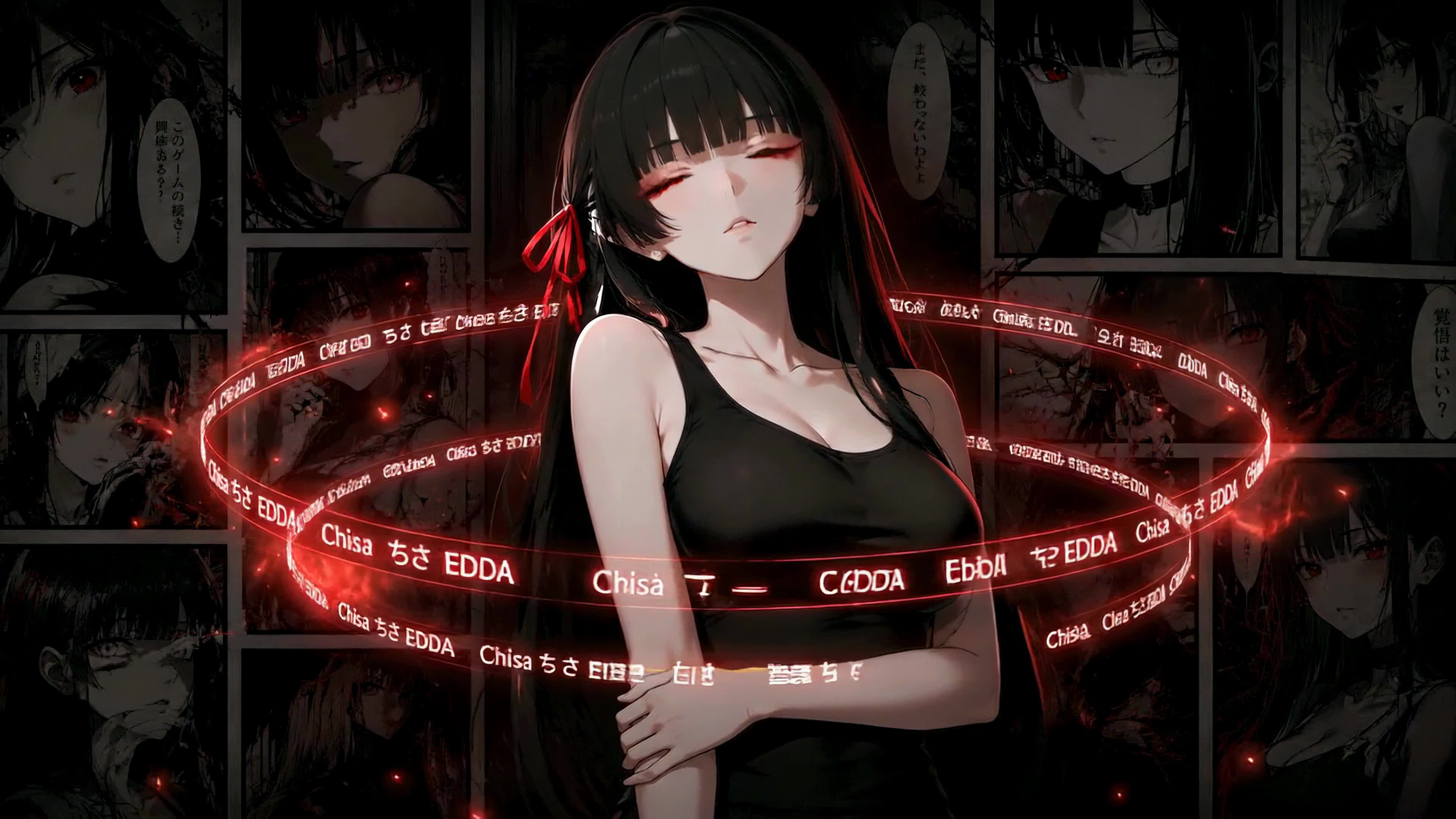 红眸黑发暗系少女