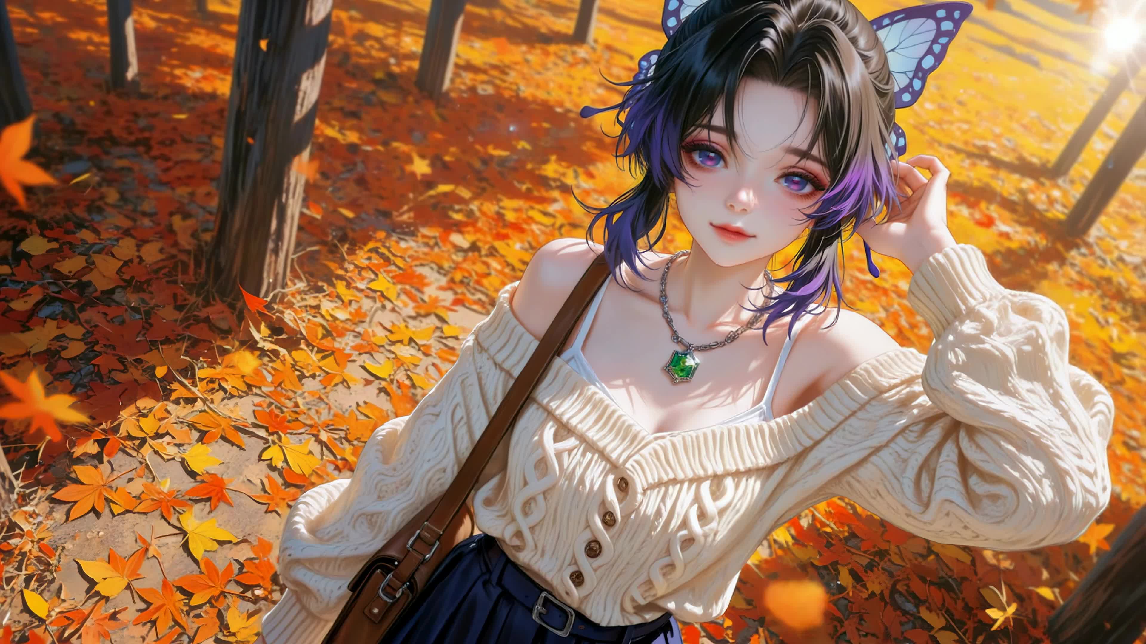 秋日林间少女