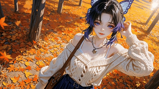 秋日林间少女