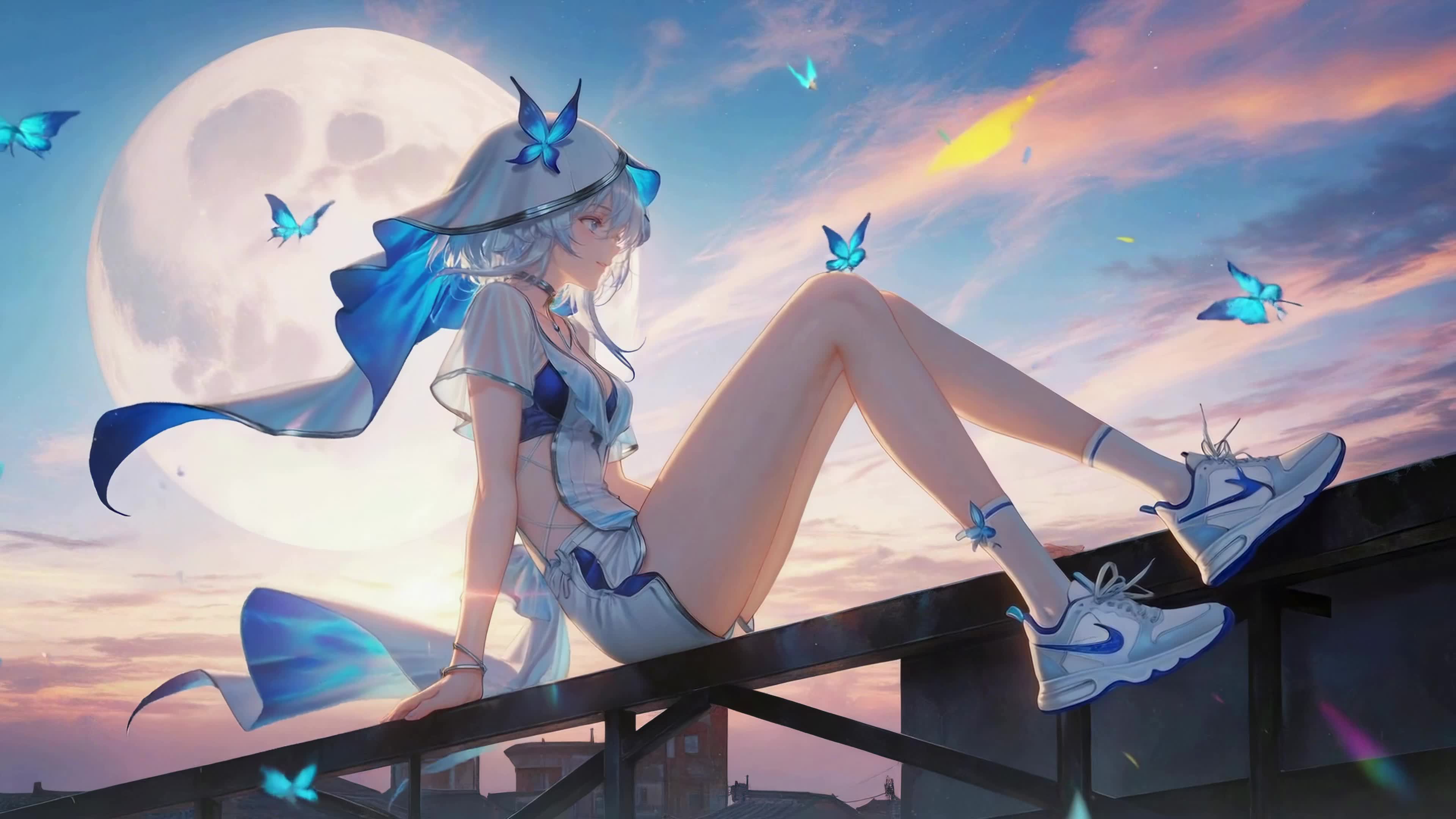 月下天台蓝蝶少女