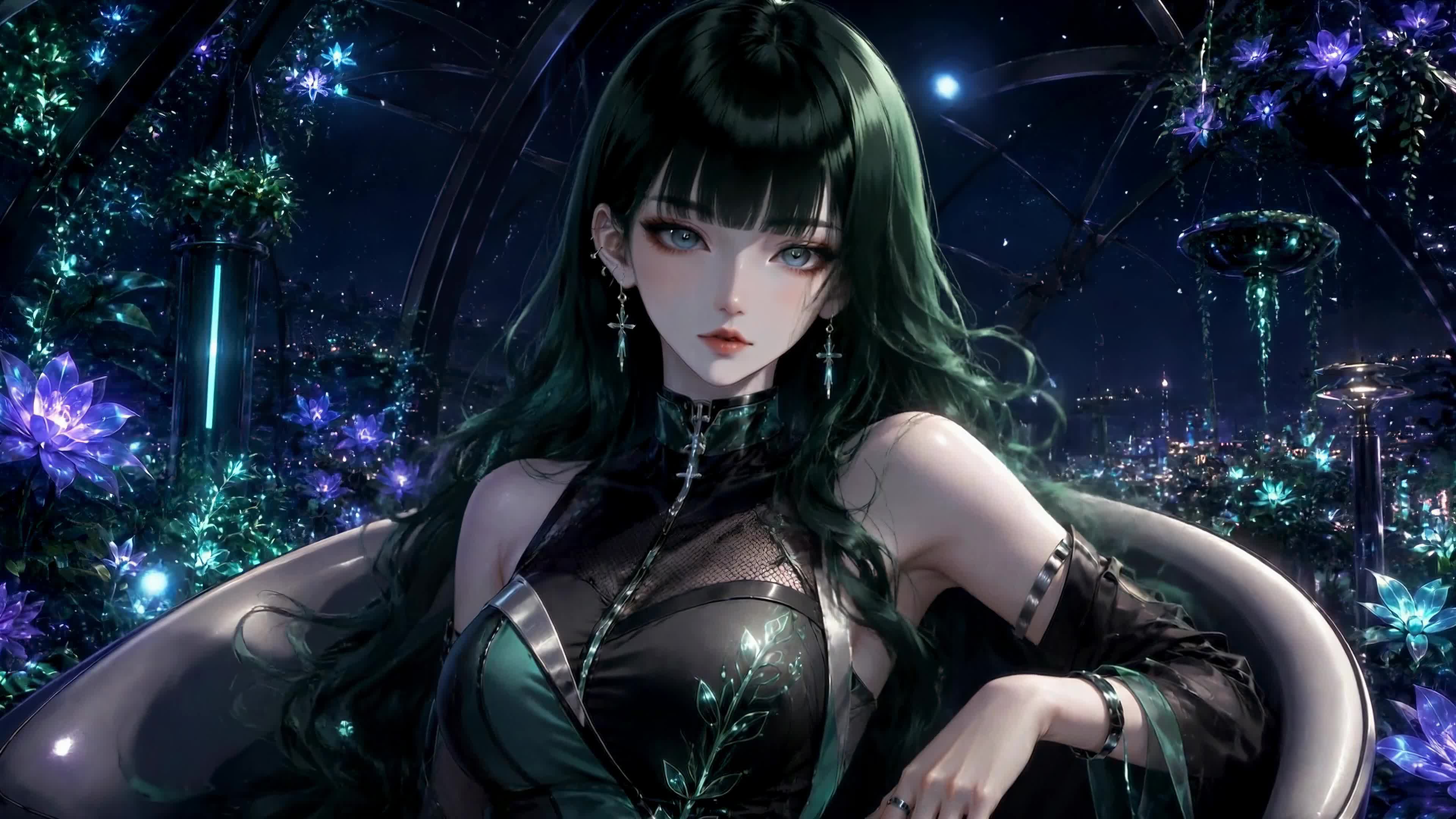 夜境绿发少女