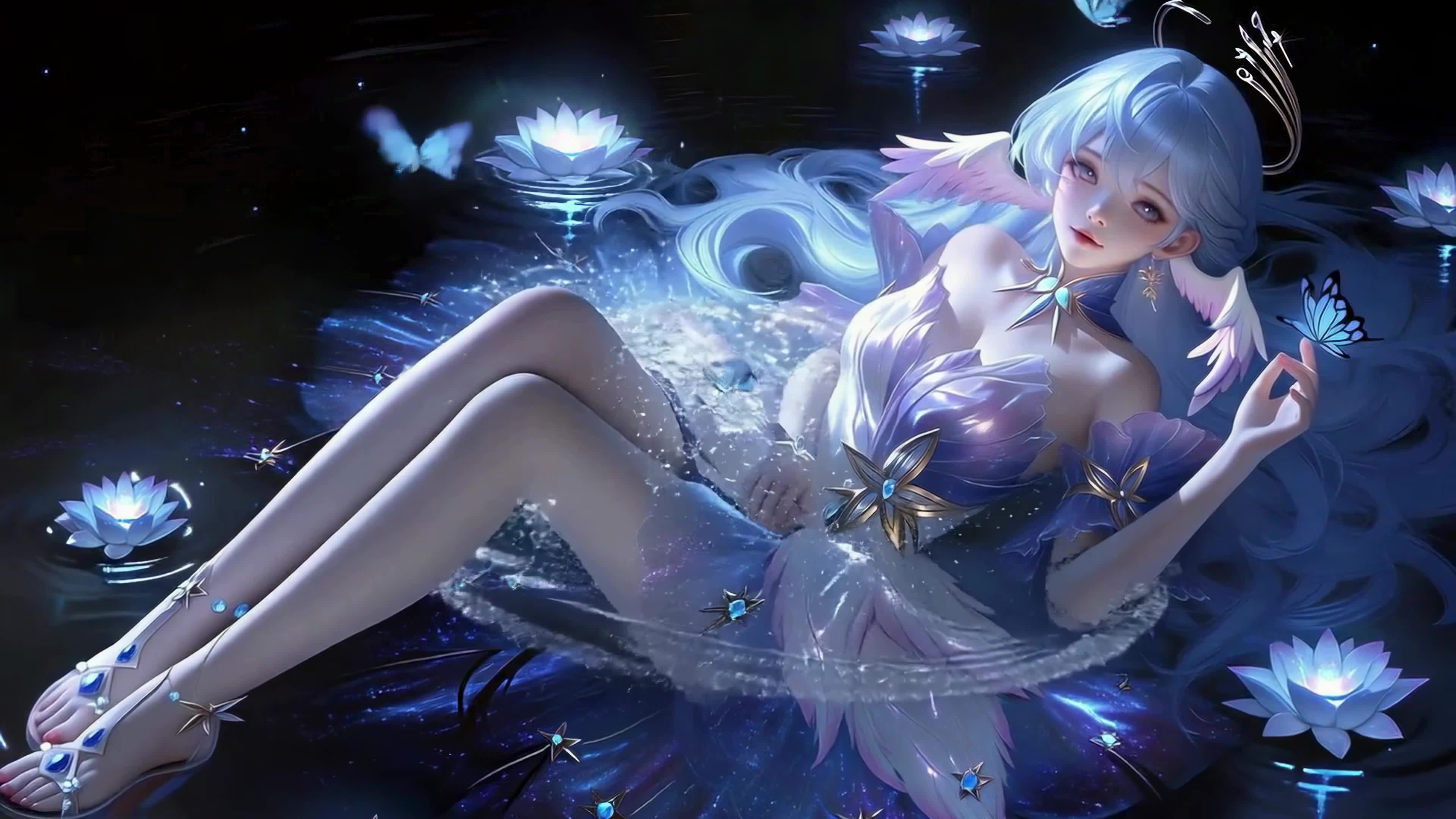 幽水莲韵蓝发少女