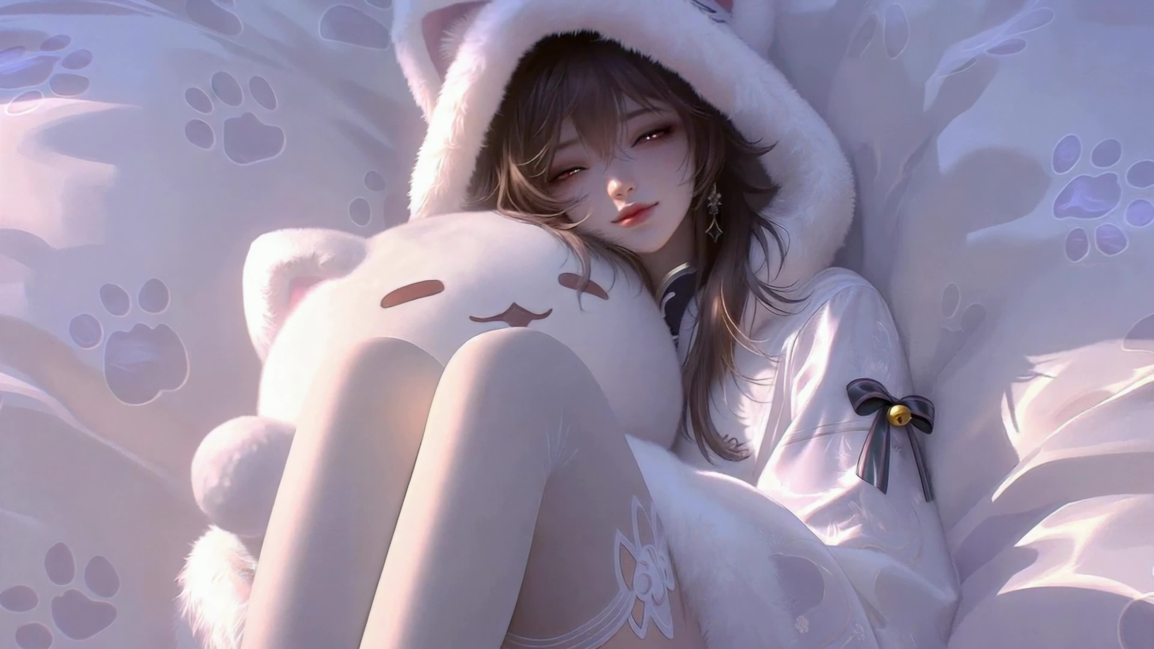 暖紫慵懒猫耳少女