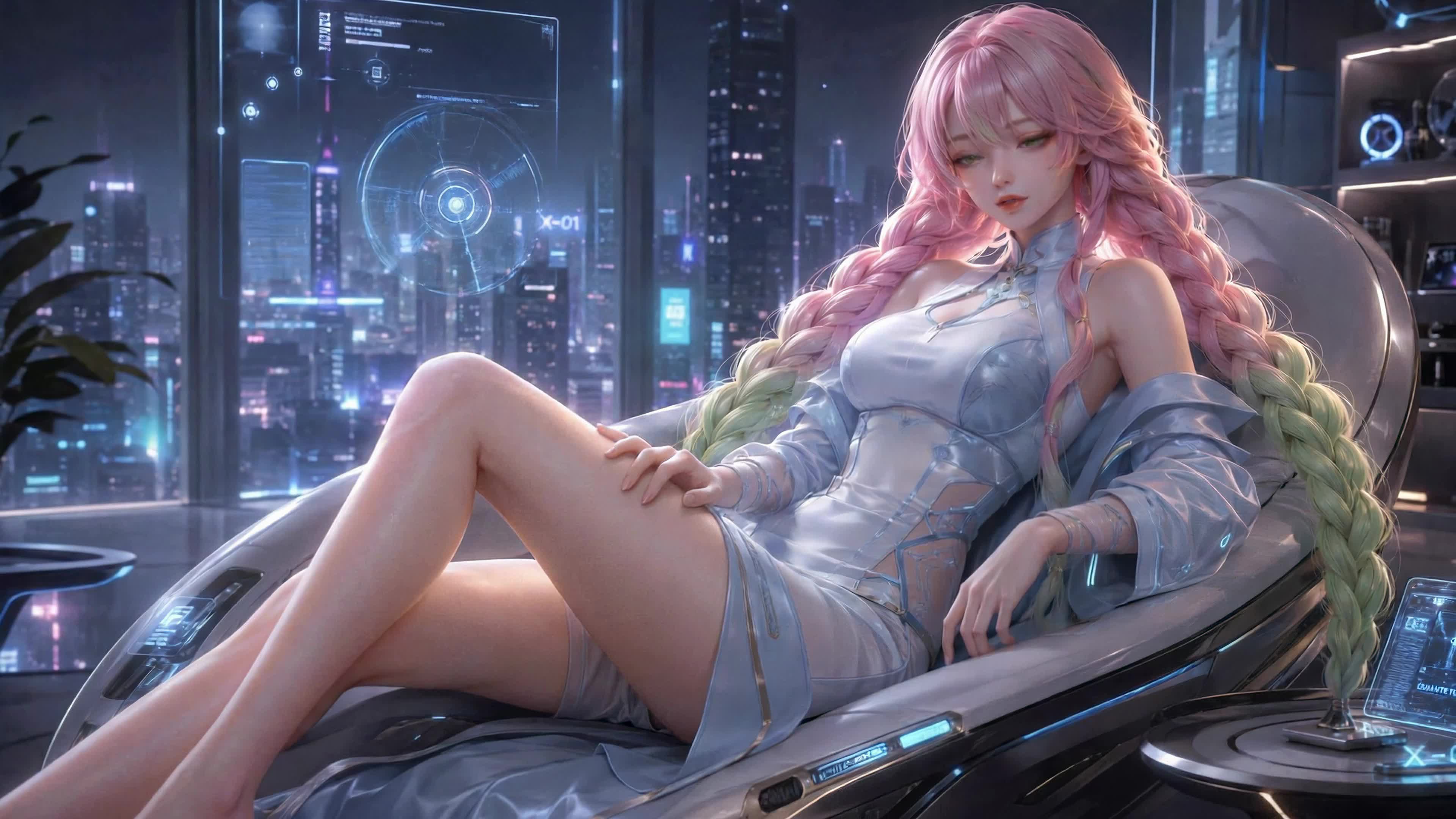 霓虹都市粉发少女