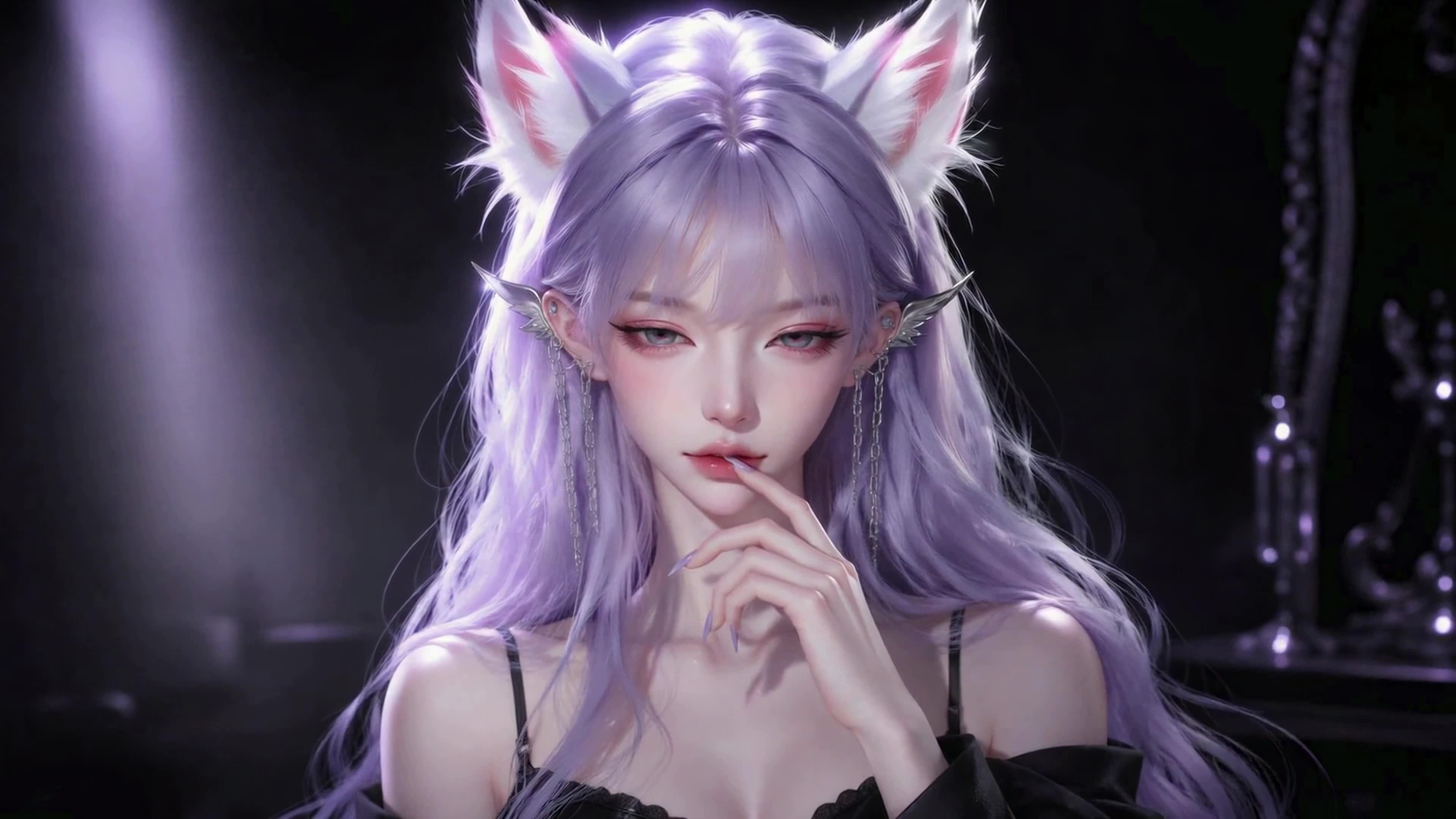 紫发狐耳氛围感少女